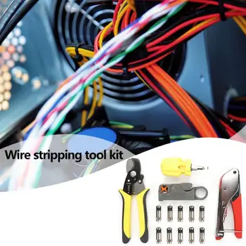 14pcs Network Repair Tools Set Cable Crimper Pressing Line Tangent Pliers PP + Alloy Multifunctional Stripping Tools
14pcs Network Repair Tools Set Cable Crimper Pressing Line Tangent Pliers PP + Alloy Multifunctional Stripping Tools