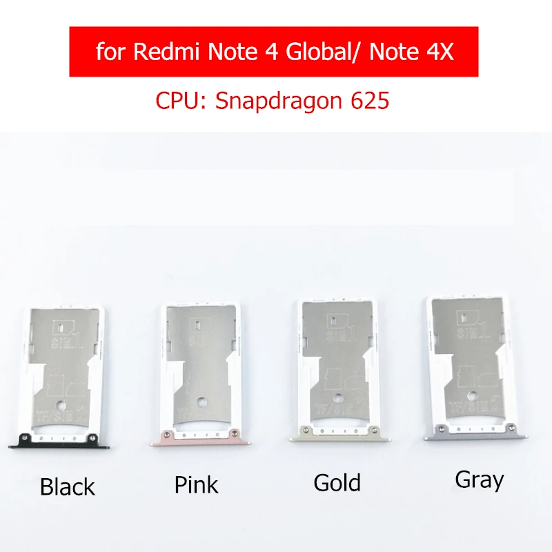 

for Xiaomi Redmi Note 4 Global/ Redmi Note 4X 3GB 4GB Card Tray Holder SIM Card Slot Adapter Replacement Repair Spare Parts