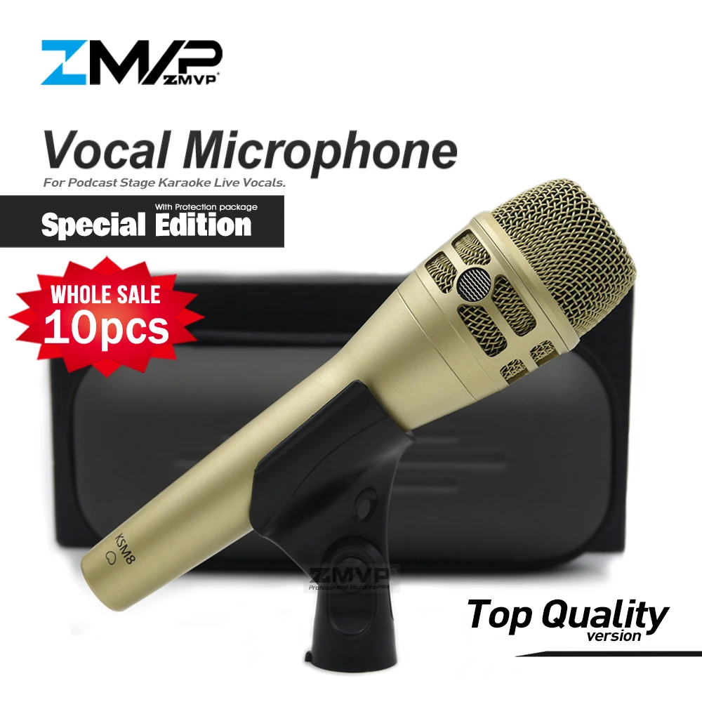 10pcs Top Quality Special Edition KSM8 Professional Live Vocals KSM Dynamic Wired Microphone Karaoke Super-Cardioid Podcast Mic
10pcs Top Quality Special Edition KSM8 Professional Live Vocals KSM Dynamic Wired Microphone Karaoke Super-Cardioid Podcast Mic