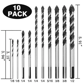 Hot Sale 10PCS/Set New Titanium Steel Alloy Electric Drill Bit Set For Masonary Concrete Brick
Hot Sale 10PCS/Set New Titanium Steel Alloy Electric Drill Bit Set For Masonary Concrete Brick