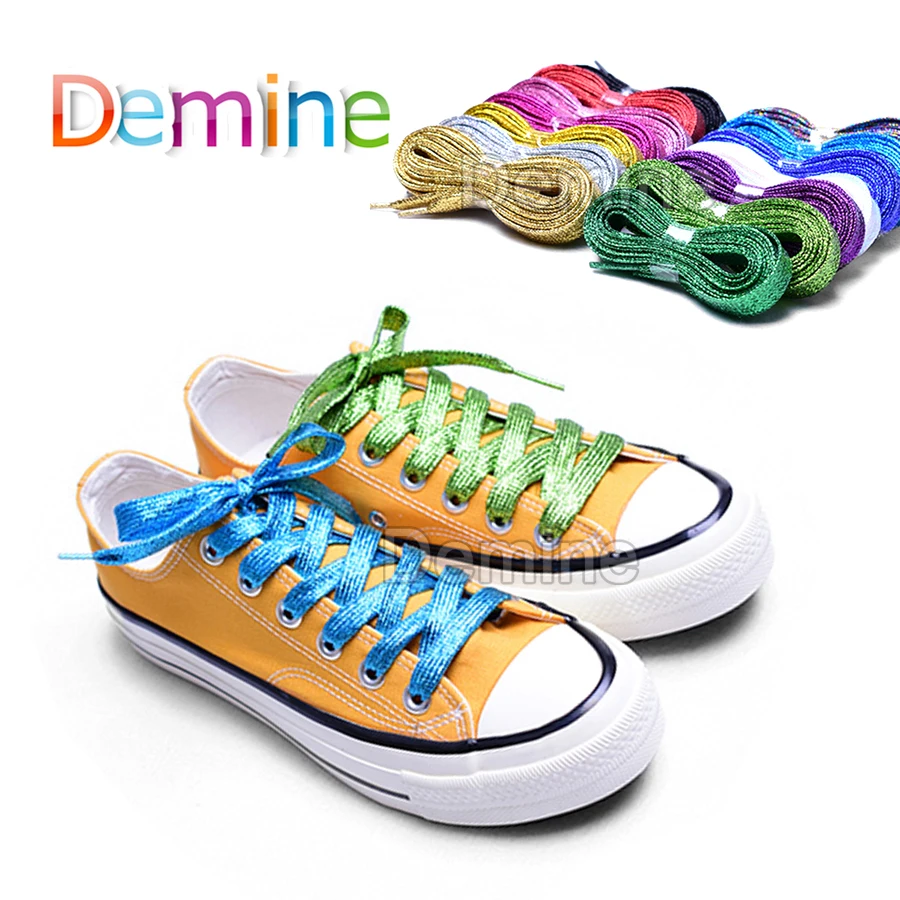 Fashion Shiny Sparkly Flat Shoelaces Sneakers Shoelace Flash Colors Convenient