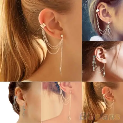 1PC Punk Silver Tassels Chain Leaf Fish Cross Charms Metallic Ear Wrap ear cuff earrings 1SQD
1PC Punk Silver Tassels Chain Leaf Fish Cross Charms Metallic Ear Wrap ear cuff earrings 1SQD