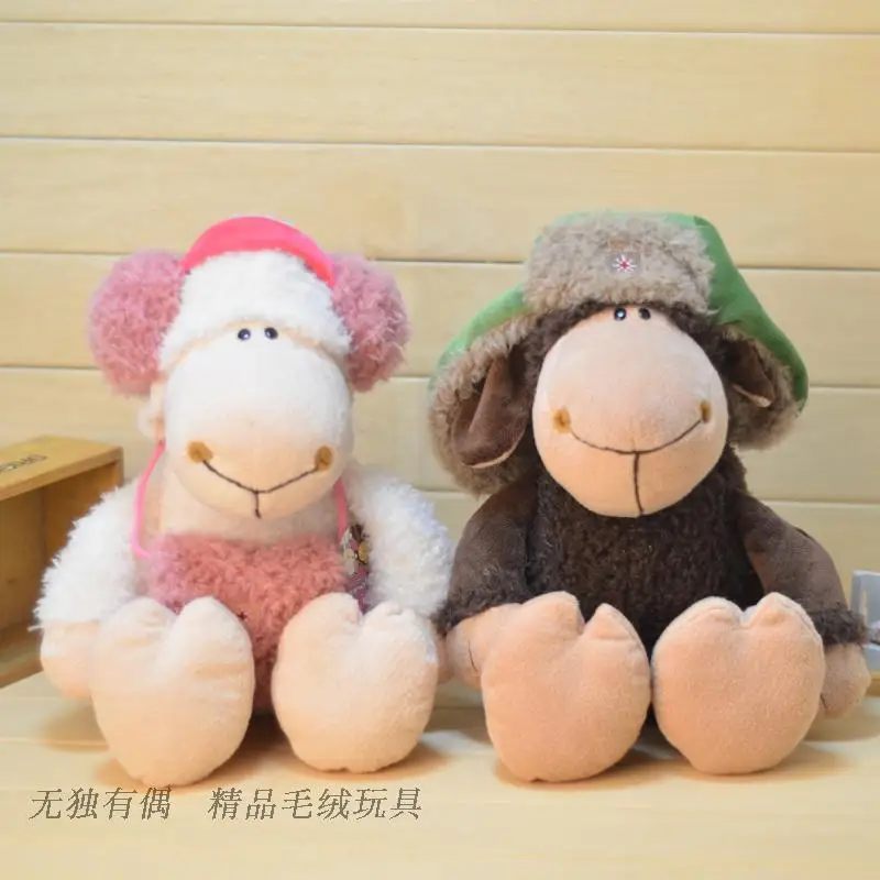 

nice Plush toy stuffed doll cute sheep lamb Jolly mah Leifeng hat Satchel bag couple lover kid baby christmas birthday gift 1pc