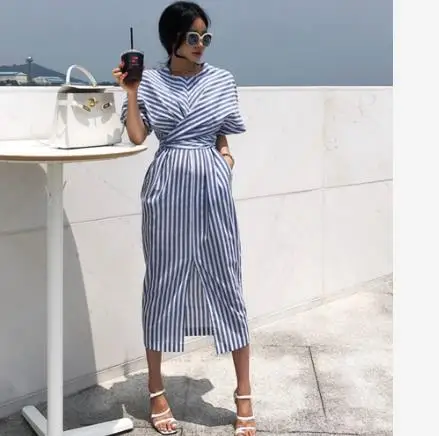 Summer Women Short Sleeve Streetwear Dress O Neck Striped Bandage Bow Women 's Fashion Clothing 2019 New Tide LJ387
Summer Women Short Sleeve Streetwear Dress O Neck Striped Bandage Bow Women 's Fashion Clothing 2019 New Tide LJ387