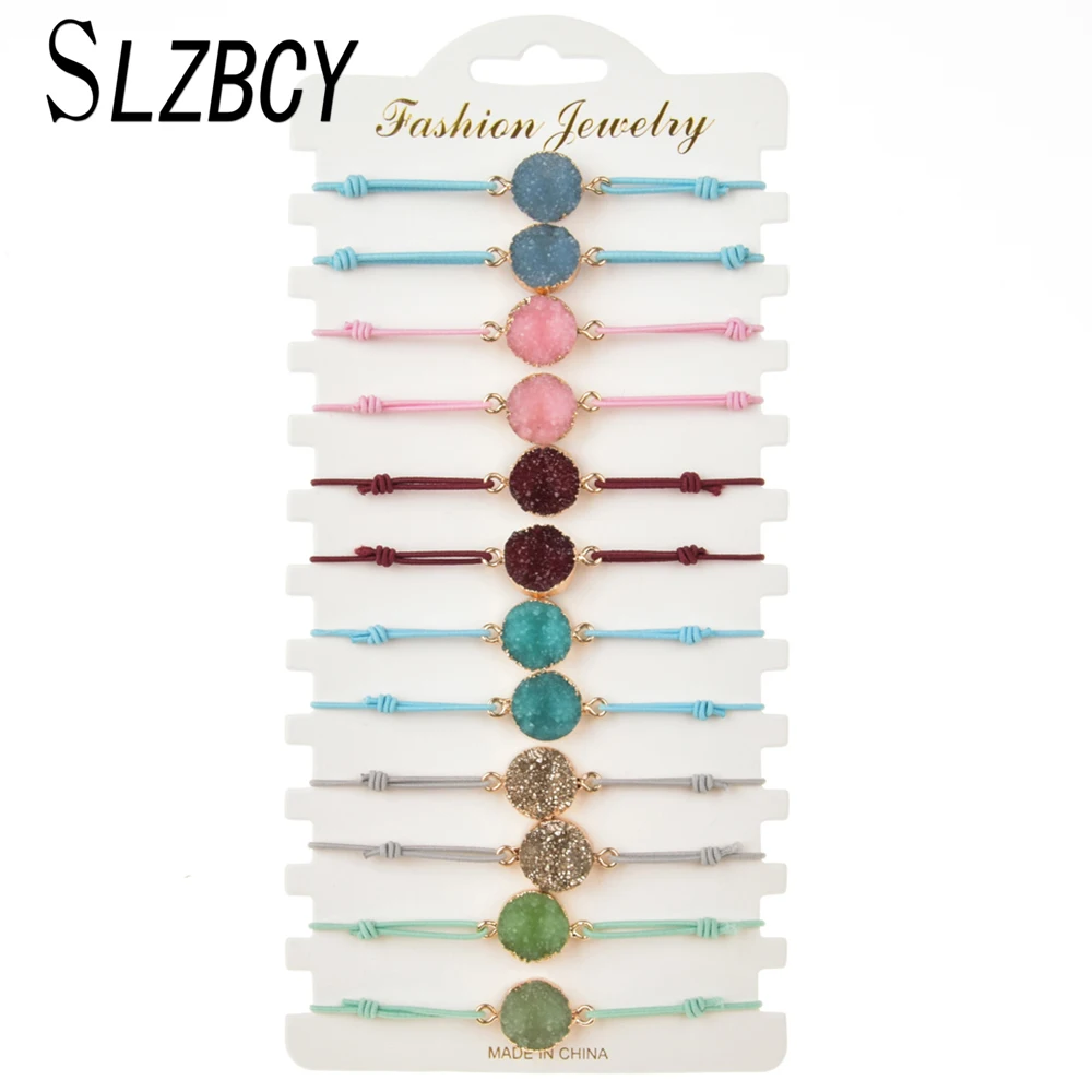 12 pcs/set Trendy Round Resin Drusy Charms Bracelets Sets For Women Girls Druse Stone Elastic Bracelet Female Wristband Jewelry
12 pcs/set Trendy Round Resin Drusy Charms Bracelets Sets For Women Girls Druse Stone Elastic Bracelet Female Wristband Jewelry