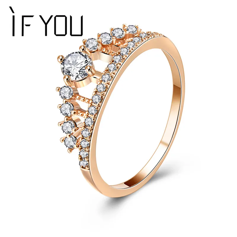IF YOU Fashion Crown Tiara Rings Rose Gold Color Crystal CZ Cubic Zirconia Finger Princess Queen Rings Wedding Engagement Gift
IF YOU Fashion Crown Tiara Rings Rose Gold Color Crystal CZ Cubic Zirconia Finger Princess Queen Rings Wedding Engagement Gift