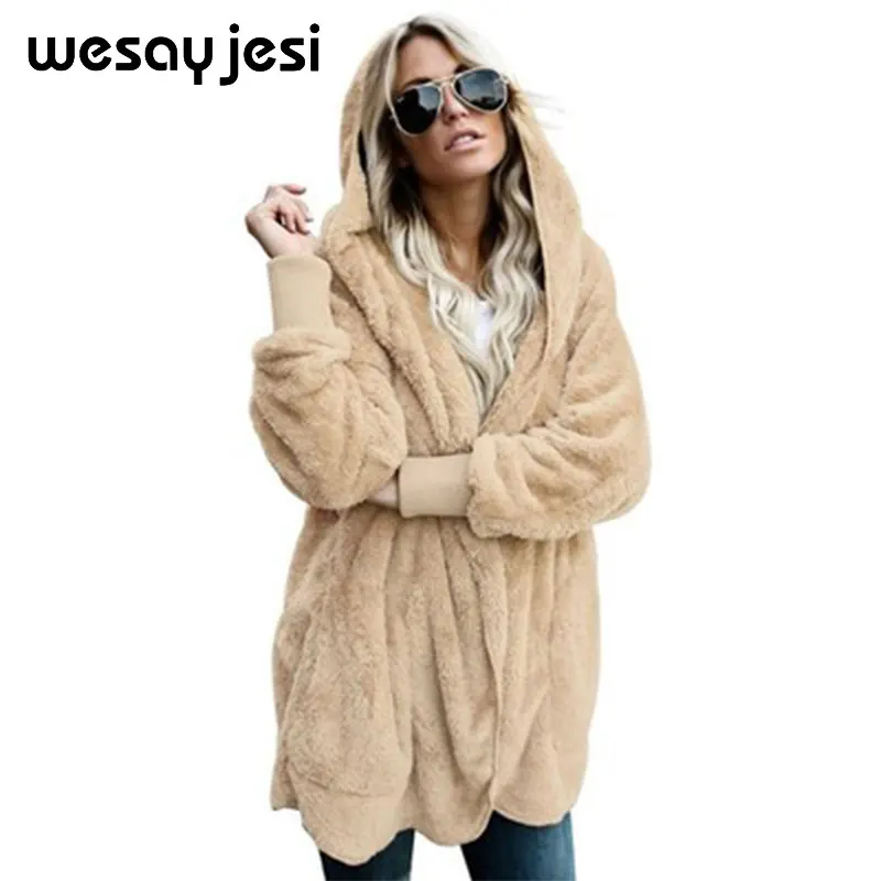 Fur Teddy Bear Coat Jacket Women winter long sleeve Fashion Open Stitch Hooded Coat Female Long Sleeve Fuzzy Jacket with pockets
Fur Teddy Bear Coat Jacket Women winter long sleeve Fashion Open Stitch Hooded Coat Female Long Sleeve Fuzzy Jacket with pockets