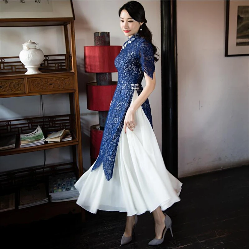 2019 Luxury Lace ao dai Dresses Women clothes Sexy vietnam traditional cheongsam Suit two-piece modified qipao dress plus size
2019 Luxury Lace ao dai Dresses Women clothes Sexy vietnam traditional cheongsam Suit two-piece modified qipao dress plus size