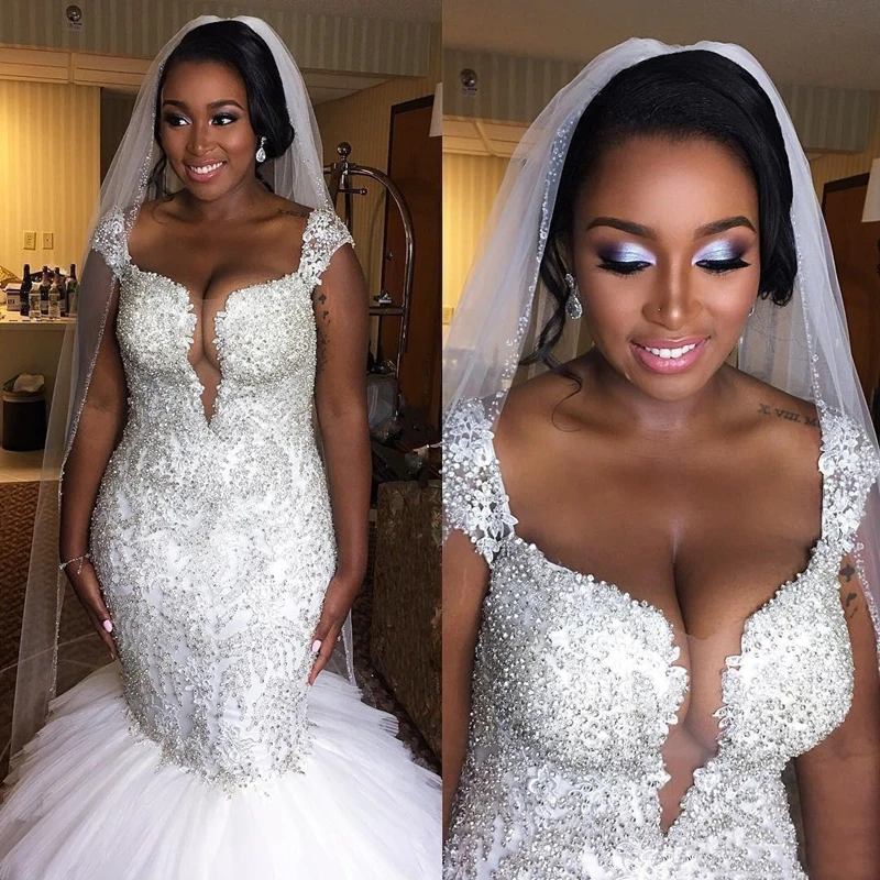 Luxury African Style Plus Size wedding dress mermaid 2019 Bridal Gowns Cap Sleeves Beaded Crystal Wedding Gowns robe de mariee
Luxury African Style Plus Size wedding dress mermaid 2019 Bridal Gowns Cap Sleeves Beaded Crystal Wedding Gowns robe de mariee