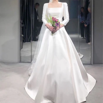 Simple Wedding Dresses With Three Quarter Length Sleeves Square Collar 2019 Wedding Gowns White Ivory Fantasy Korea Bridal Dress
Simple Wedding Dresses With Three Quarter Length Sleeves Square Collar 2019 Wedding Gowns White Ivory Fantasy Korea Bridal Dress