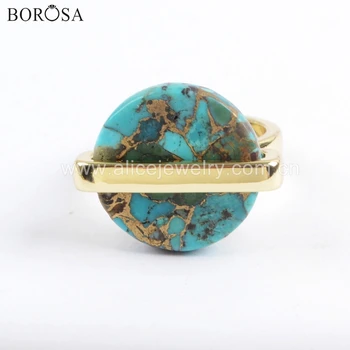 BOROSA 5/10PCS Round Shape Copper Natural Turquoises Ring Fashion Blue Stones Rings with Adjustable Size ZG0380
BOROSA 5/10PCS Round Shape Copper Natural Turquoises Ring Fashion Blue Stones Rings with Adjustable Size ZG0380