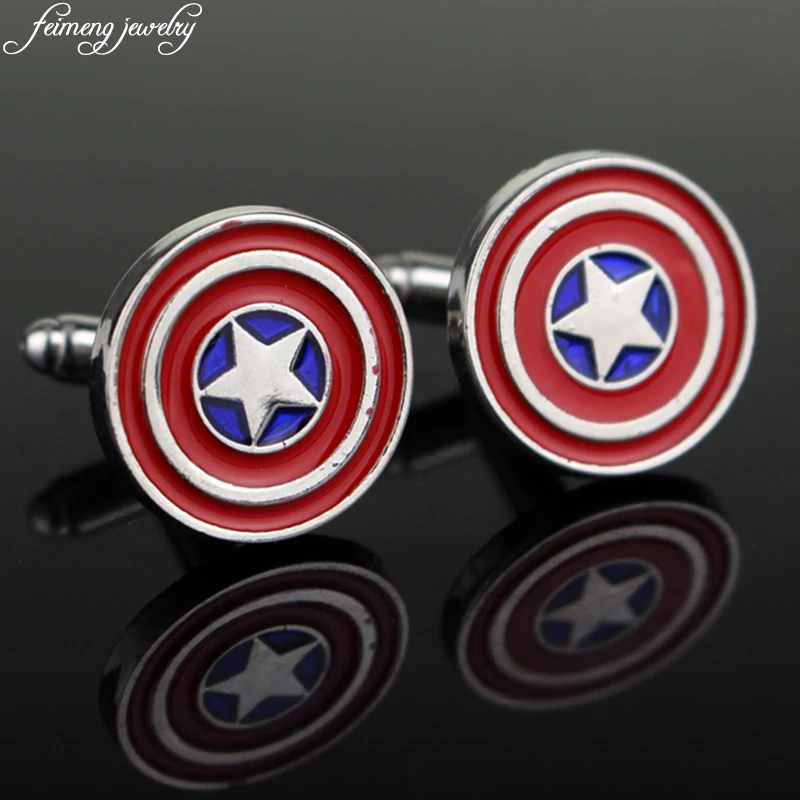 Super Hero Captain America Cufflinks Classical Design Pentagram Sheild Red Enamel Cuff links Men's Fashion Novelty Cuff buttons
Super Hero Captain America Cufflinks Classical Design Pentagram Sheild Red Enamel Cuff links Men's Fashion Novelty Cuff buttons