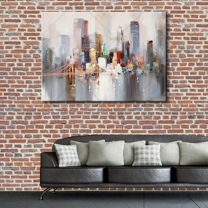2019 Modern Landscape New York Bridge 100% Handmade Canvas Art Oil Painting Abstract City Building Wall Picture for Home Decor
2019 Modern Landscape New York Bridge 100% Handmade Canvas Art Oil Painting Abstract City Building Wall Picture for Home Decor