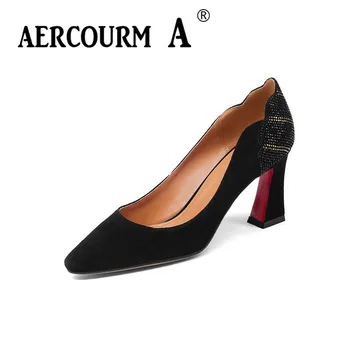 Aercourm A 2018 Women Black Scrub Shoes Ladies Genuine Leather Shoes Square 7.5 CM High Heel Pumps Rhinestone Brand Shoes Z322
Aercourm A 2018 Women Black Scrub Shoes Ladies Genuine Leather Shoes Square 7.5 CM High Heel Pumps Rhinestone Brand Shoes Z322