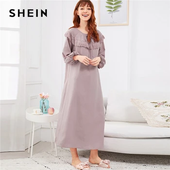 SHEIN Abaya Pink Embroidered Flounce Neck Bishop Sleeve Nightdress 2018 Autumn Casual Pullover Women Lace Nightwear Sleepwear
SHEIN Abaya Pink Embroidered Flounce Neck Bishop Sleeve Nightdress 2018 Autumn Casual Pullover Women Lace Nightwear Sleepwear