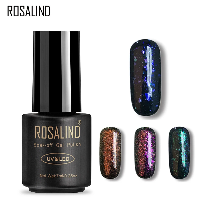 Гель лак для ногтей Rosalind 1S 7 мл блестящий черный Полупостоянный ногтей|nail varnish|black
