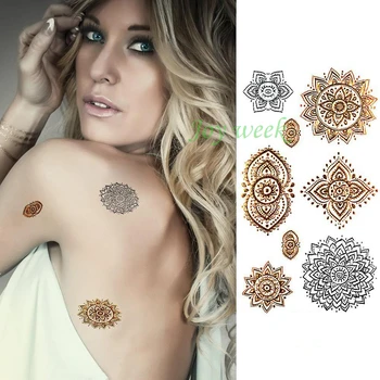 Waterproof Temporary Tattoo Sticker 10.5*6 CM gold mandala tatto stickers flash tatoo fake tattoos for women lady girl
Waterproof Temporary Tattoo Sticker 10.5*6 CM gold mandala tatto stickers flash tatoo fake tattoos for women lady girl
