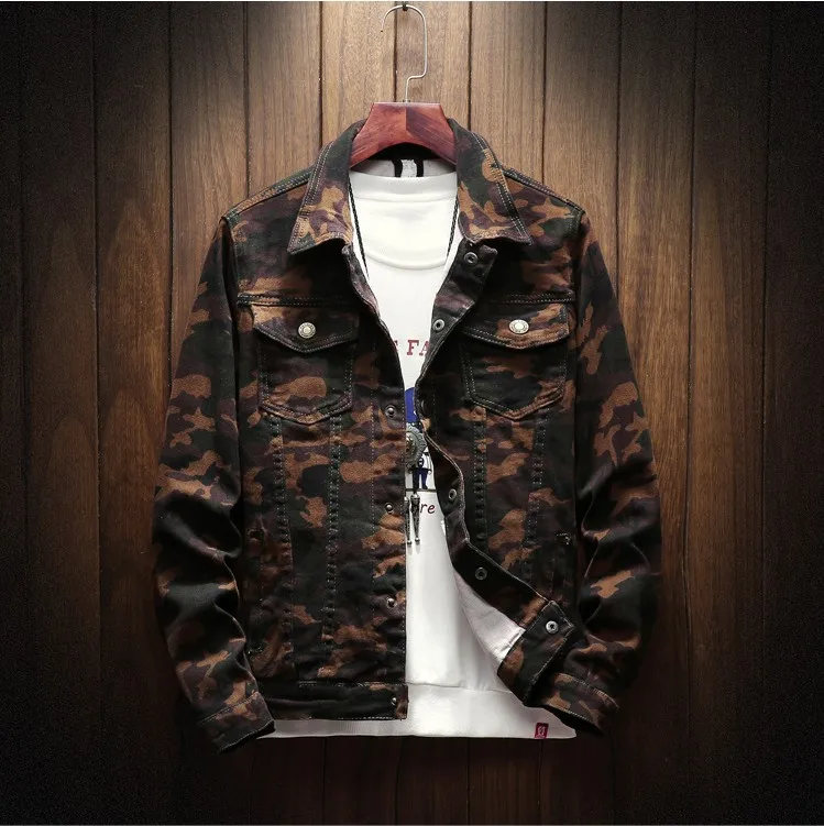 men camouflage denim jacket