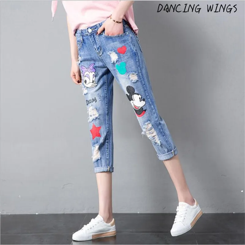 Cartoon Printed Mickey Mouse Women Boyfriend Denim Pants Fashion Hole Plus Size Skinny Capris Jeans For Woman
Cartoon Printed Mickey Mouse Women Boyfriend Denim Pants Fashion Hole Plus Size Skinny Capris Jeans For Woman