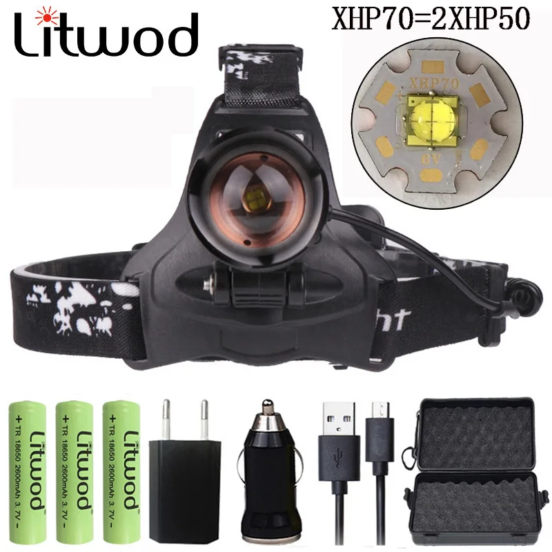XHP70 LED Headlight 45000Lum Led Headlamps Zoom Head Lamp Flashlight Torch Lantern Head light use 3*18650 battery
XHP70 LED Headlight 45000Lum Led Headlamps Zoom Head Lamp Flashlight Torch Lantern Head light use 3*18650 battery