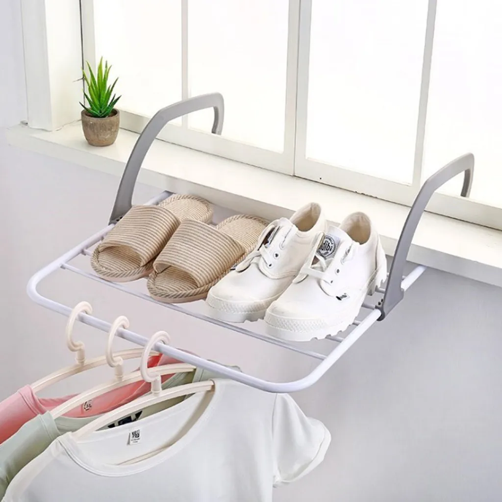 High quality Storage rack Window Balcony window sill drying shoe rack folding hanging clothes hooks High temperature save space
High quality Storage rack Window Balcony window sill drying shoe rack folding hanging clothes hooks High temperature save space