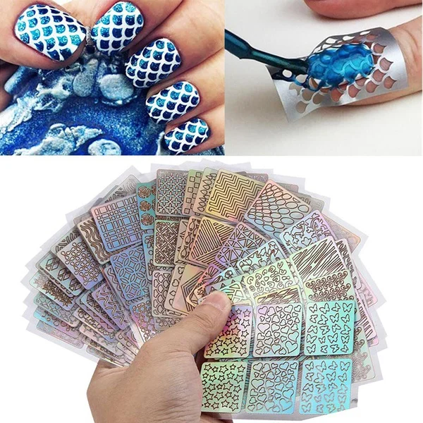 Swagpick 24Pcs Laser Hollow Stencil Stickers Nail Vinyls Transfer Tips Guide Template Heart Star Fish Design Sticker Nail Art
Swagpick 24Pcs Laser Hollow Stencil Stickers Nail Vinyls Transfer Tips Guide Template Heart Star Fish Design Sticker Nail Art