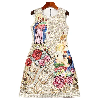 XF D 2018 Autumn Fashion Runway Summer Bohemian Women'S Round Collar Sleeveless A-Line Short Jacquard Cupid Print Dresses 
XF D 2018 Autumn Fashion Runway Summer Bohemian Women'S Round Collar Sleeveless A-Line Short Jacquard Cupid Print Dresses