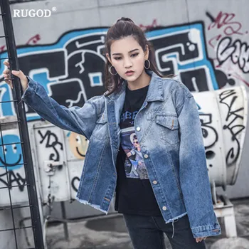 RUGOD New loose casual denim jacket Blue Fashionable Women Coats Female outwear Denim Feminine
RUGOD New loose casual denim jacket Blue Fashionable Women Coats Female outwear Denim Feminine