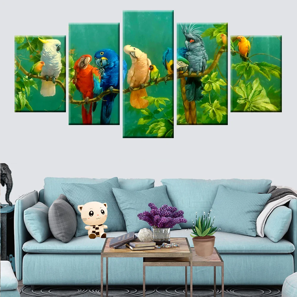 Wall art canvas HD print 5 parrot painting forest rest wall artist residence decoration living room or room painting
Wall art canvas HD print 5 parrot painting forest rest wall artist residence decoration living room or room painting