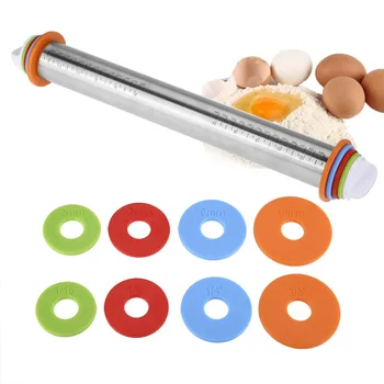17 Inch Adjustable Stainless Steel Rolling Pin With 4 Removable Adjustable Thickness Rings Roller Fondant Baking Accessories
17 Inch Adjustable Stainless Steel Rolling Pin With 4 Removable Adjustable Thickness Rings Roller Fondant Baking Accessories