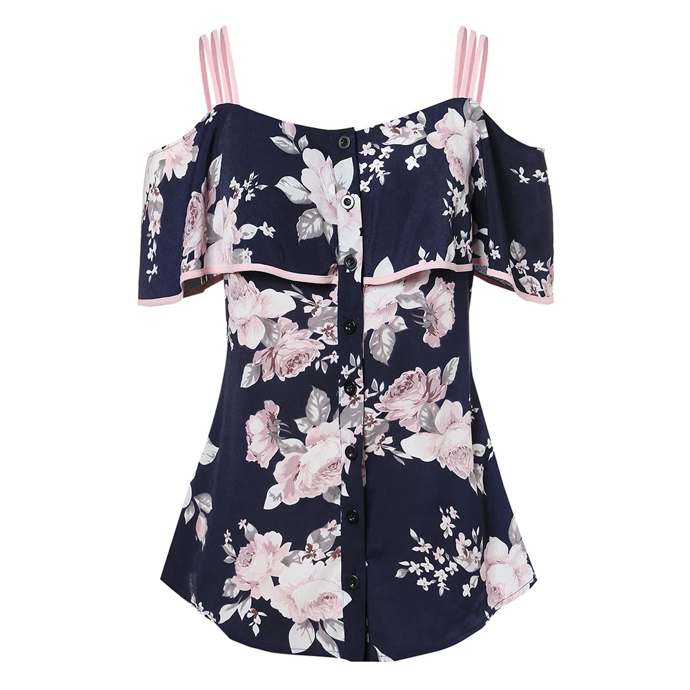 Rosegal Plus Size Cold Shoulder Floral Print Blouse Flounce Spaghetti Strap Casual Women Tops Short Sleeve Summer Tees 2019
Rosegal Plus Size Cold Shoulder Floral Print Blouse Flounce Spaghetti Strap Casual Women Tops Short Sleeve Summer Tees 2019