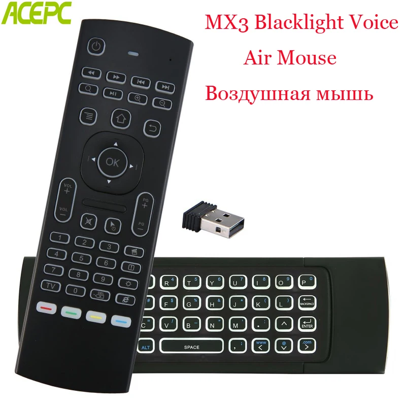 ACEPC MX3 MX3-L Backlit Air Mouse Voice Remote Control 2.4G Wireless Keyboard For X96 mini A95X H96 MAX Android TV Box
ACEPC MX3 MX3-L Backlit Air Mouse Voice Remote Control 2.4G Wireless Keyboard For X96 mini A95X H96 MAX Android TV Box