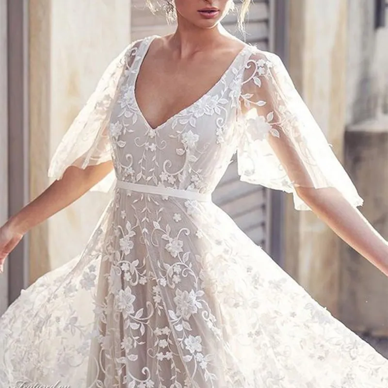 Lace Floral Embroider Dress Off Shoulder See-through Long Maxi Dress Mid-Length Short Sleeve Dress
Lace Floral Embroider Dress Off Shoulder See-through Long Maxi Dress Mid-Length Short Sleeve Dress