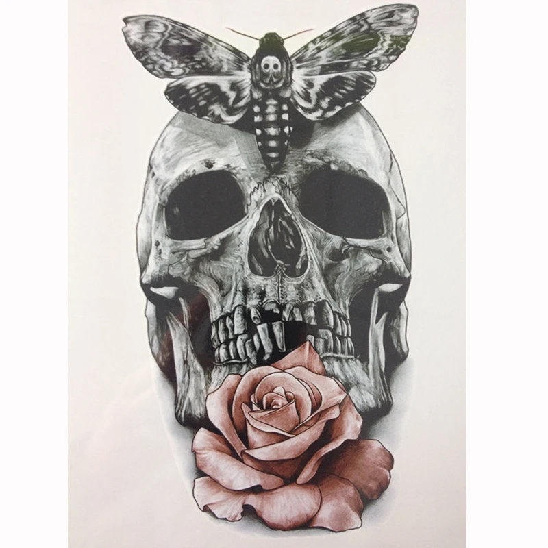 21 X 15 CM Skull With Moth And Flower Cool Beauty Tattoo Waterproof Hot Temporary Tattoo Stickers #A074
21 X 15 CM Skull With Moth And Flower Cool Beauty Tattoo Waterproof Hot Temporary Tattoo Stickers #A074