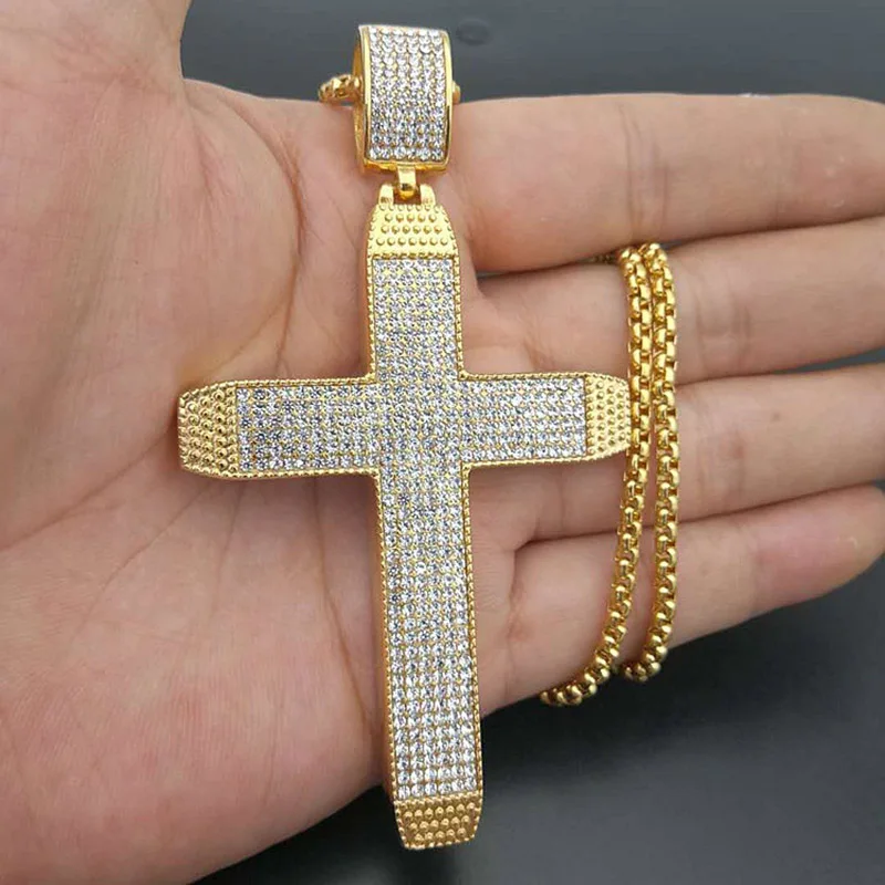Full Rhinestone Cross Pendants Necklaces Gold 316L Stainless Steel Men Hip Hop Bling Iced Out Rapper Jewelry with 24" Gold Chain
Full Rhinestone Cross Pendants Necklaces Gold 316L Stainless Steel Men Hip Hop Bling Iced Out Rapper Jewelry with 24" Gold Chain