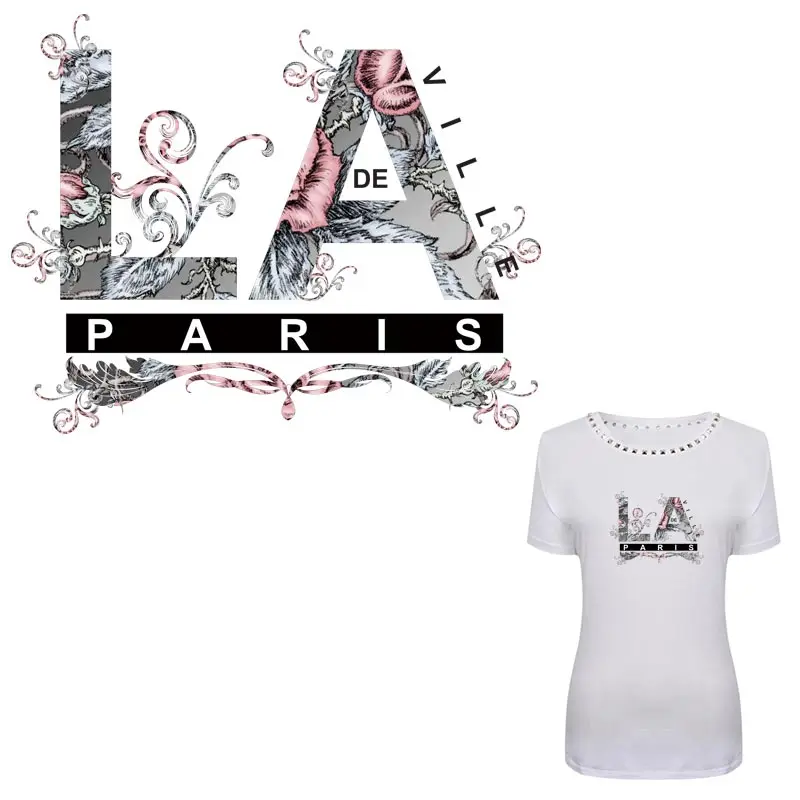 24*19 CM Iron On Patches LA PARIS City Name Flower Transfer Stickers A-level Washable New Design Appliqued For Clothing Y-136
24*19 CM Iron On Patches LA PARIS City Name Flower Transfer Stickers A-level Washable New Design Appliqued For Clothing Y-136