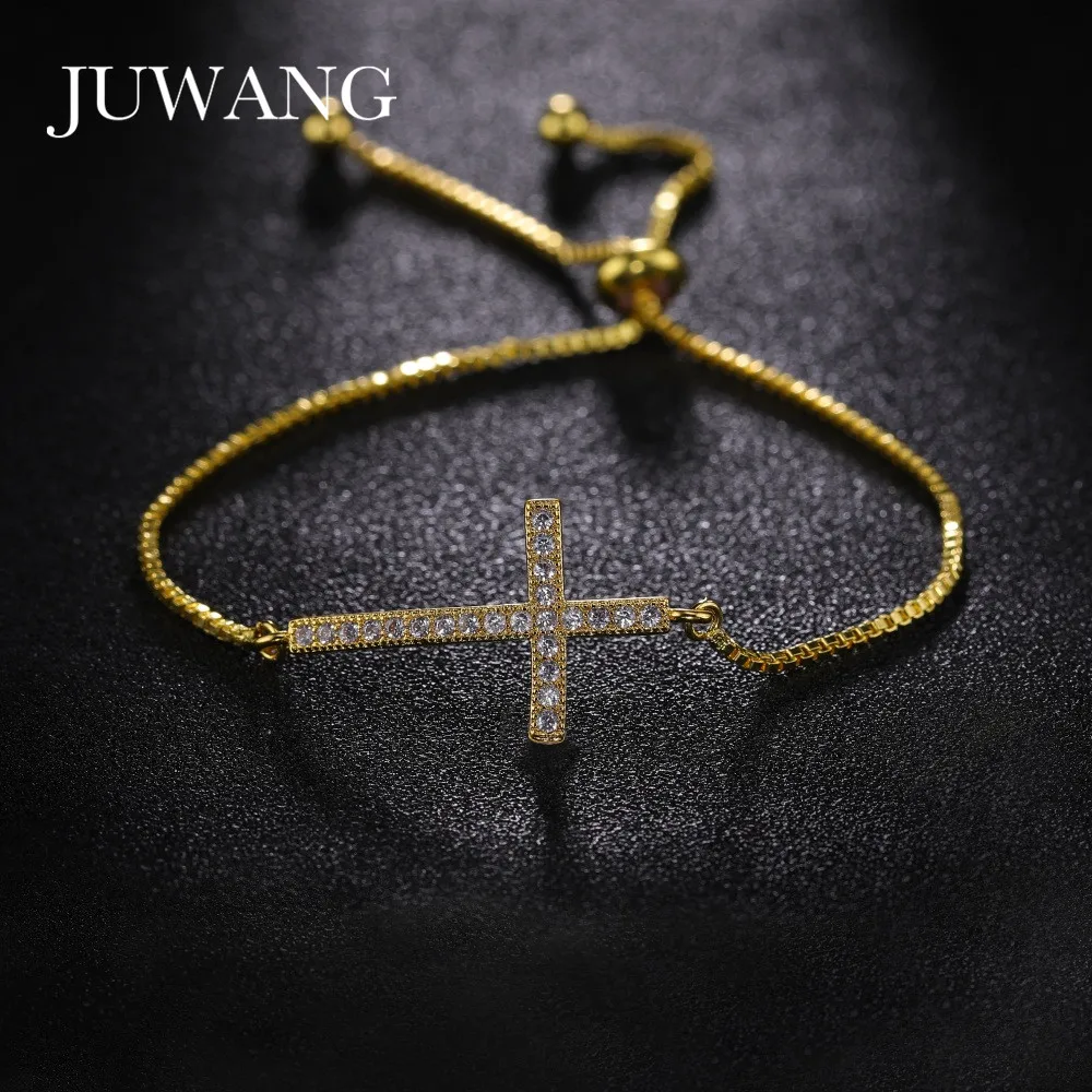 JUWANG Wholesale New CZ Zircon Cross Gold Chain Bracelet 3 Colors Pave Cubic Zirconia Wedding Party Bracelet for Women Gift
JUWANG Wholesale New CZ Zircon Cross Gold Chain Bracelet 3 Colors Pave Cubic Zirconia Wedding Party Bracelet for Women Gift