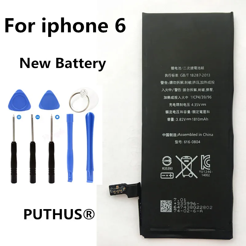New For iphone 6 battery 1810mah 3.7V Li-ion Internal Battery Replacement battery for iPhone 6 6G With Repair Tools kit
New For iphone 6 battery 1810mah 3.7V Li-ion Internal Battery Replacement battery for iPhone 6 6G With Repair Tools kit