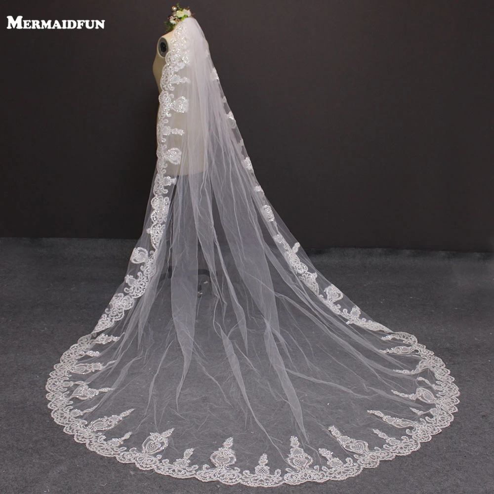 3.5 Meters Lace Edge One Layer Cathedral Wedding Veil Long Bridal Veil For Wedding Drress Velos De Novia 2016
3.5 Meters Lace Edge One Layer Cathedral Wedding Veil Long Bridal Veil For Wedding Drress Velos De Novia 2016