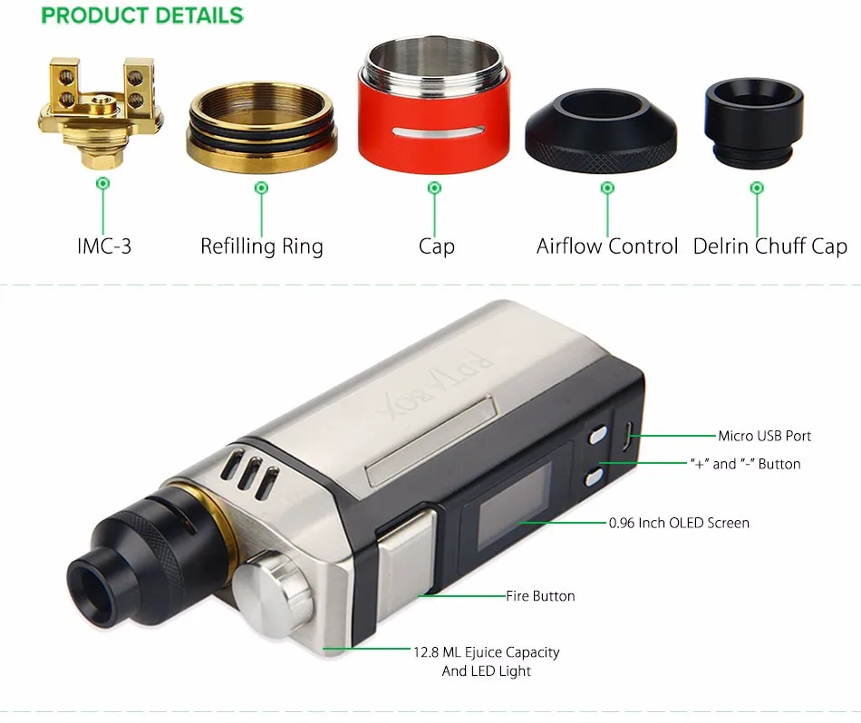 Original Original IJOY RDTA BOX Kit 200W with 12.8ml Capacity with IMC-3 Coil Deck E-Cigarette Vape KIt vs IJOY RDTA BOX Triple