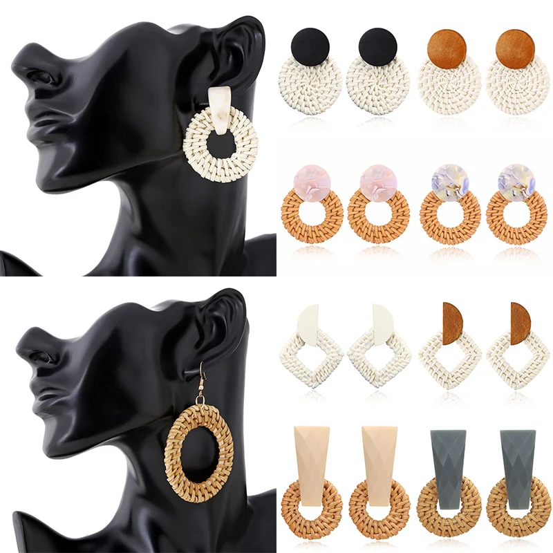 Women Rattan Geometric Bohemian Summer Wooden Korean Style Straw Woven Drop Dangle Circle Earrings Trendy Fashion Jewelry
Women Rattan Geometric Bohemian Summer Wooden Korean Style Straw Woven Drop Dangle Circle Earrings Trendy Fashion Jewelry