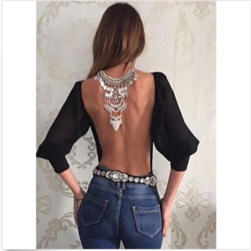 Women Fashion Sexy Blouse New Fashion Women Backless Long Sleeves Tops Summer Chiffon Loose Blouse Shirt
Women Fashion Sexy Blouse New Fashion Women Backless Long Sleeves Tops Summer Chiffon Loose Blouse Shirt