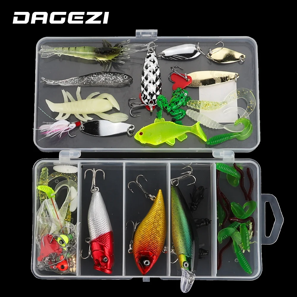 DAGEZI Mix Minnow Popper Spoon Jig Head Hooks 76Pcs Fishing Lure Set Fishing bait Kit With Box Artificial Bait Fishing Tackle
DAGEZI Mix Minnow Popper Spoon Jig Head Hooks 76Pcs Fishing Lure Set Fishing bait Kit With Box Artificial Bait Fishing Tackle