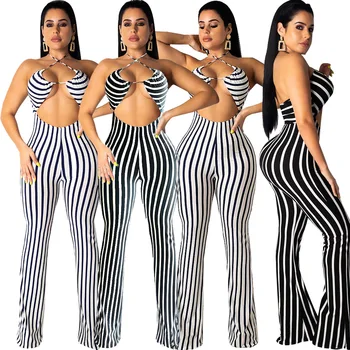 Stripe printed pendulum sleeve striped pants bodysuit bodycon jumpsuit Casual Straight playsuit
Stripe printed pendulum sleeve striped pants bodysuit bodycon jumpsuit Casual Straight playsuit