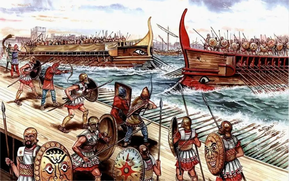 Художественный военный боевой порт Сиракьюс 413 BC греки римляне копья щиты мечи