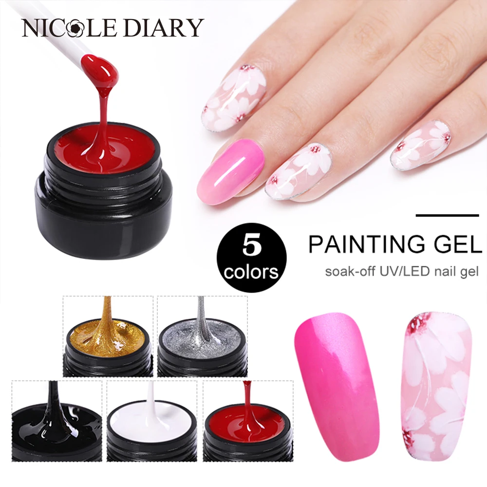 NICOLE DIARY 5ml Paint Gel 3D Nail Art Paint Draw Painting UV Gel soak-off Uv Nail Gel Polish Nail Art for DIY Design
NICOLE DIARY 5ml Paint Gel 3D Nail Art Paint Draw Painting UV Gel soak-off Uv Nail Gel Polish Nail Art for DIY Design