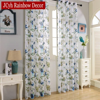 Window Floral Tulle Curtains For Living Room Sheer White Children Curtins For Bedroom Modern Voile Kitchen Curtains Drapes Blind