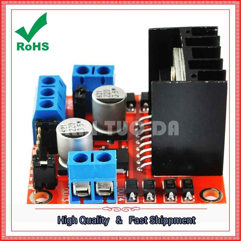 Original chip L298N motor drive plate module DC stepper robot intelligent car board | Электронные компоненты и