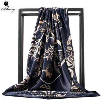 O CHUANG Fashion Women Square Scarf Luxury Brand Hijab Silky Satin Shawl Scarfs Foulard Head Silk Scarves Stoles 90x90cm
O CHUANG Fashion Women Square Scarf Luxury Brand Hijab Silky Satin Shawl Scarfs Foulard Head Silk Scarves Stoles 90x90cm
