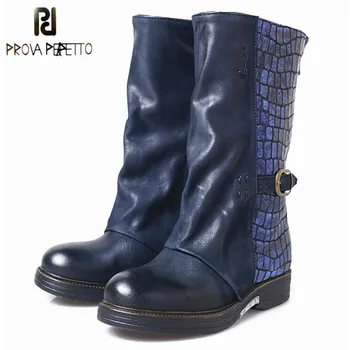 Prova Perfetto Retro Genuine Leather Buckle Decorated Woman Mid-calf Boots Round Toe Casual Shoes Low Heels Woman Knight Boots
Prova Perfetto Retro Genuine Leather Buckle Decorated Woman Mid-calf Boots Round Toe Casual Shoes Low Heels Woman Knight Boots